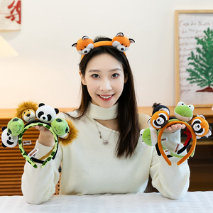 Fascia per Capelli Promozionale Zoo Personalizzata in Peluche con Design di Animali Vari: Pinguino, Elefante, Procione, Scimmia, Panda per Bambini - Product Image 4