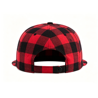 Gorra Snapback de Lona a Cuadros Rojos y Negros, Unisex, Estilo Leñador, para Deportes al Aire Libre