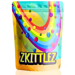 Zkittles Sacos comestíveis Zkittlez PET à prova de cheiro, sacos de filme de qualidade alimentar reutilizáveis, sacos Mylar, pacote personalizado