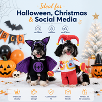 Costume de chien en coton et polyester de luxe pour Halloween et Noël, design amusant de dessin animé, vêtements confortables pour petits chiens, vente en gros