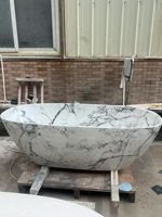 Baignoire autoportante en pierre artificielle, design moderne, ovale, finition mate, dernière collection, pour salle de bain