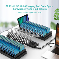 Adaptador Hub USB 2.0 de 32 Puertos Sipolar A832, Cargador USB para Teclado de Juegos, Estación de Carga para Tabletas