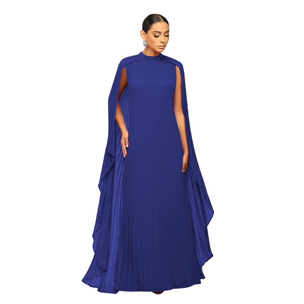 Fashion Women's Solid Color Chiffon Long Dress Pleated Dress Elegant Long  Boho Maxi Dresses
