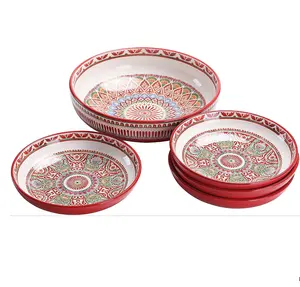 Meksiko Tembikar Talavera Mangkuk Pasta Keramik, Mangkuk Saji dan Piring Keramik Dapat Ditumpuk
