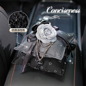 Camellia Flower Car Charcoal Bag Activated Carbon Odor Removal Center <b>Console</b> Decorative Air Freshener - Product Image 2