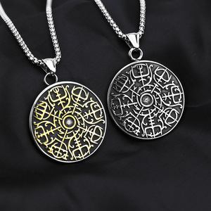 yunnique Nordic Vintage Stainless Steel Men's Pendant Viking <b>Compass</b> Necklace Charm Geometric Design Gift Jewelry - Product Image 1