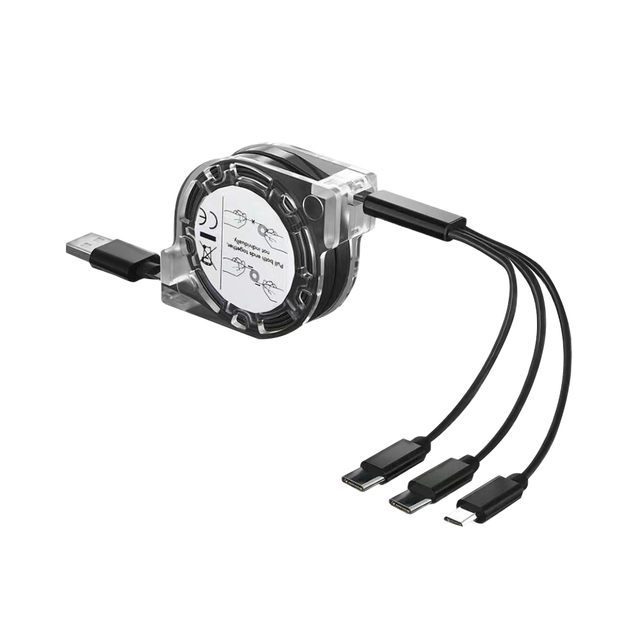 Retractable Charger Cable 3 in 1 Flexible Usb C Cable Mobile Phone Charging Data Cable