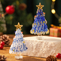 Handgefertigter Murano-Stil Glas-Weihnachtsbaum-Anhänger 8,5cm Miniatur-Glas-Weihnachtsbaum für Festliche Tischdekoration Ornamente Geschenk