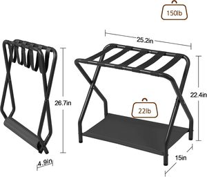 Portaequipajes, Soporte Plegable para Maletas para Habitación de Huéspedes, Soporte Metálico para Equipaje con Estante de Almacenamiento para Dormitorio, Fácil de Montar - Product Image 5