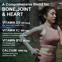 Complément alimentaire à marque privée sans OGM, Calcium 1000mg, Vitamine D3, K2, B12, 5000 UI, 60 gélules