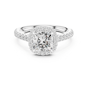 Bague de fiançailles solitaire halo coussin haut de gamme, diamant de 2 carats cultivé en laboratoire, certifié IGI, en argent sterling 925, pour mariage et soirée - Product Image 2