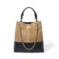 Sac bandoulière tendance en cuir véritable pour femme, style patchwork populaire, avec deux sangles et doublure en polyester, toutes saisons