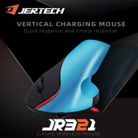 JERTECH JR321 Mouse Gaming, Mouse mikro USB antarmuka PC dengan tali tangan kotak hadiah dapat diisi ulang vertikal nirkabel ergonomis