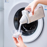 Distributeur de savon à lessive rechargeable Boîte de détergent de lavage transparent Adoucissant Eau de Javel Poudre de lessive Réservoir de stockage Conteneur de liquide