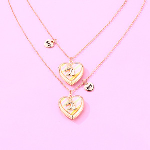 Collar con forma de corazón de unicornio para niños, colgante con foto abierta, BFF, Color Pastel, nuevo diseño, 2023 - Product Image 5