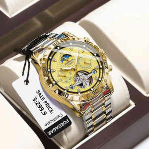 POEDAGAR, reloj automático luminoso resistente al agua de alta calidad para hombre, reloj mecánico de lujo de acero inoxidable dorado para hombre - Product Image 1