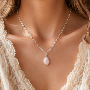 Collana con Ciondolo in Cristallo Rosa Stile Bohémien, Collana in Stile Naturale per Donne - Product Image 1