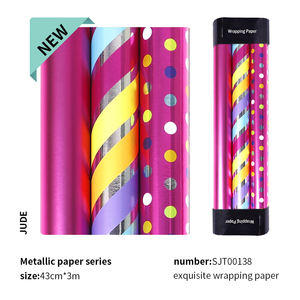 Nuevo papel de regalo Papel de aluminio de impresión 43*300 cm Embalaje de papel metálico 3 rollos por juego - Product Image 2