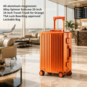 <span class=keywords><strong>Valigia</strong></span> Spinner in Lega di Alluminio-Magnesio 20-24 Pollici, Bagaglio da Viaggio con Serratura TSA Arancione Approvata per l'Imbarco - Product Image 1