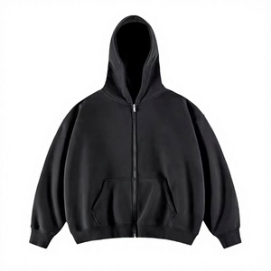 เสื้อฮู้ดซิปผู้ชายทรงโอเวอร์ไซส์ สีพื้น ผ้าฝ้ายเฟรนช์เทอร์รี่ สวมใส่สบาย ทรงปกติ เหมาะสำหรับฤดูใบไม้ร่วง - Product Image 6