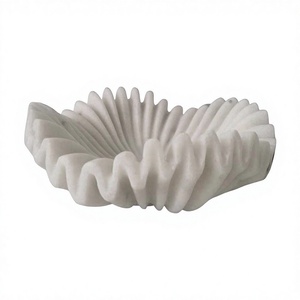 Indien traditionnel pur blanc Makrana marbre vague bol décoration de la maison cadeaux d'entreprise noël sculpté à la main blanc Promotion - Product Image 1