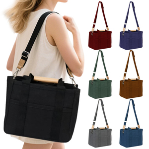 Bolsa <span class=keywords><strong>de</strong></span> Compras <span class=keywords><strong>de</strong></span> Lona Personalizada <span class=keywords><strong>con</strong></span> Asa <span class=keywords><strong>de</strong></span> <span class=keywords><strong>Madera</strong></span> Ajustable y Múltiples Bolsillos para Uso Diario <span class=keywords><strong>de</strong></span> Mujeres - Product Image 2