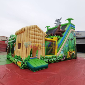 Commercial grade safari <b>bounce</b> house combo bouncer toboggan gonflable giant inflatable jungle bouncy <b>castle</b> slide - Product Image 4