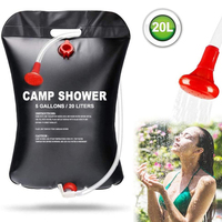 Sacs à eau 20l Portable Outdoor Camping Shower Bag Solar Heating Folding Hiking Climbing Bath Equipment Pommeau de douche commutable