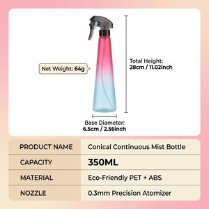 Pulvérisateur professionnel conique haute pression 350 ml à pulvérisation continue, brumisateur dégradé pour salon de <span class=keywords><strong>coiffure</strong></span> et désinfection - Product Image 2