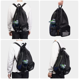 Custom Nylon <b>Drawstring</b> <b>Backpack</b> Breathable Mesh Bags Gym Beach Swimming Bagpack Draw String Back Pack for Travel - Product Image 6