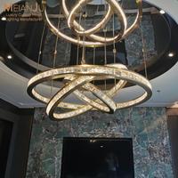 Lustre moderne de luxe MAJ en cristal entrelacé, cadre en métal doré, éclairage LED suspendu, garantie de 3 ans, taille personnalisable pour