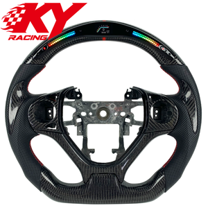 อุปกรณ์ตกแต่งภายในรถยนต์สำหรับ Honda Civic รุ่นที่ 9 Si LFR Type R ปี 2012-2015 พวงมาลัยคาร์บอนไฟเบอร์แบบกำหนดเองพร้อมไฟ LED แสดงรอบเครื่องยนต์ สไตล์รถแข่ง - Product Image 1