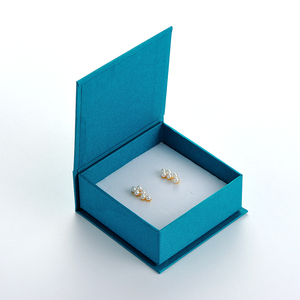 PackSecret New Arrival Custom Black Logo Magnetic Closure Square Jewelry <b>Box</b> Blue Paper <b>Book</b> Style Magnet <b>Box</b> With Foam Insert - Product Image 3