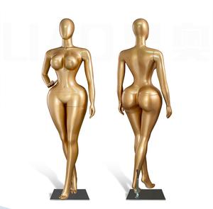 Moda Pose pintura dorada <span class=keywords><strong>busto</strong></span> grande y caderas mujer de pie cuerpo completo BBL maniquí con curvas con cabeza y brazos - Product Image 2