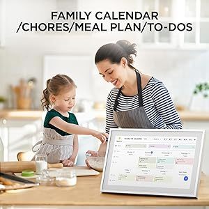 Calendario Digital de Pared con Pantalla Táctil de 10.1'', Organizador Familiar y de Tareas con Planificador de Comidas, Regalo para Padres e Hijos, Soporte de Escritorio y Recambios - Product Image 6