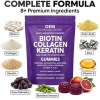 Gummies OEM Biotine Collagène Kératine pour la Croissance des Cheveux pour Femmes Véganes – 90 Unités
