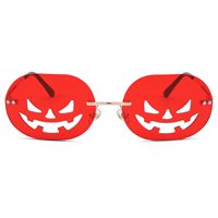 Pas cher 2024 New Halloween citrouille lunettes de soleil irrégulières sans monture danse fête lunettes de soleil tendance