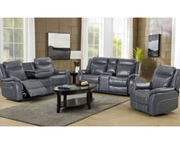 Sofá Reclinable Manual de Alta Calidad, Sofás Modulares Giratorios de Cuero Clásico y Madera para Sala de Estar de Lujo, Muebles de Bar y Ocio