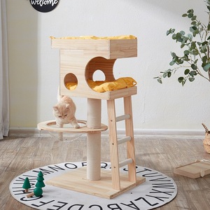 Solid Wood <b>Cat</b> Tree 2 Levels With <b>Scratching</b> <b>Post</b> And <b>Cat</b> Bed <b>For</b> <b>Large</b> <b>Cats</b> - Product Image 1