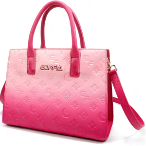 Borsa da donna di fascia alta in pelle sintetica con motivo Litchi con chiusura a cerniera di grande capacità borsa a tracolla con due manici fodera in poliestere - Product Image 3