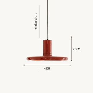 Lámpara Colgante de Estilo Vintage Nórdico para Comedor, Pantalla Simple Retro Roja Tipo Frisbee, 3000K Blanco Cálido, CA para Mesa de Comedor - Product Image 6