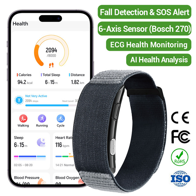 Vitro Simple No Screen Smart Wristband with CE FCC Rohs ECG Health Data Analysis Activity Fitness Tracking SOS Help Smart Band