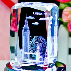 Offre Spéciale Cadeaux Touristiques Londres Ville 3d Cube de Verre Cristal 3D Laser Cadeaux