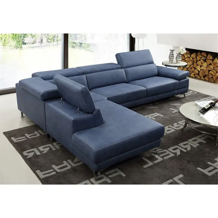 Leather luxury Italian modern design furniture L shape sectional couch living room sofa