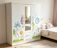 Armoire en acier antipoussière avec portes, pour chambre à coucher, maison de location, rangement des vêtements de bébé et organisation du domicile, meuble à vêtements.