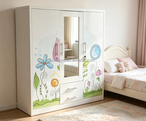 Armoire en acier antipoussière avec portes, pour chambre à coucher, maison de <span class=keywords><strong>location</strong></span>, rangement des vêtements de bébé et organisation du domicile, meuble à vêtements. - Product Image 6