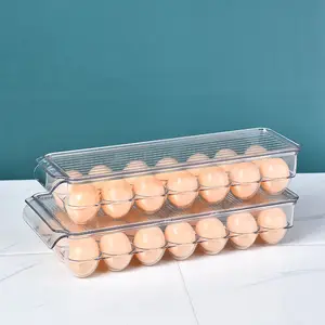 冷蔵庫用14/21個の卵ラック、透明なアクリル製収納容器、仕分けボックス、積み重ね可能なパレット