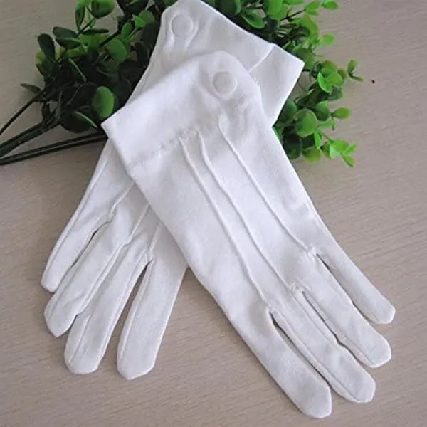 Mens Costume Ordinary Stage Performance 100% Cotton Marching Band Ceremony Parade Santa White Hand Gloves