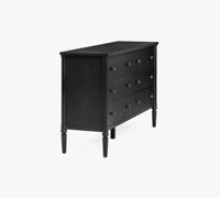 Commode vintage française en chêne noir à 6 tiroirs, large commode avec poignées en laiton, meuble de rangement pour chambre à coucher ou salon