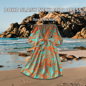 Vestido Midi Casual de Verano Estilo Boho con Cuello Redondo para Mujer, Tejido Sostenible, Transpirable y Estampado - Product Image 2
